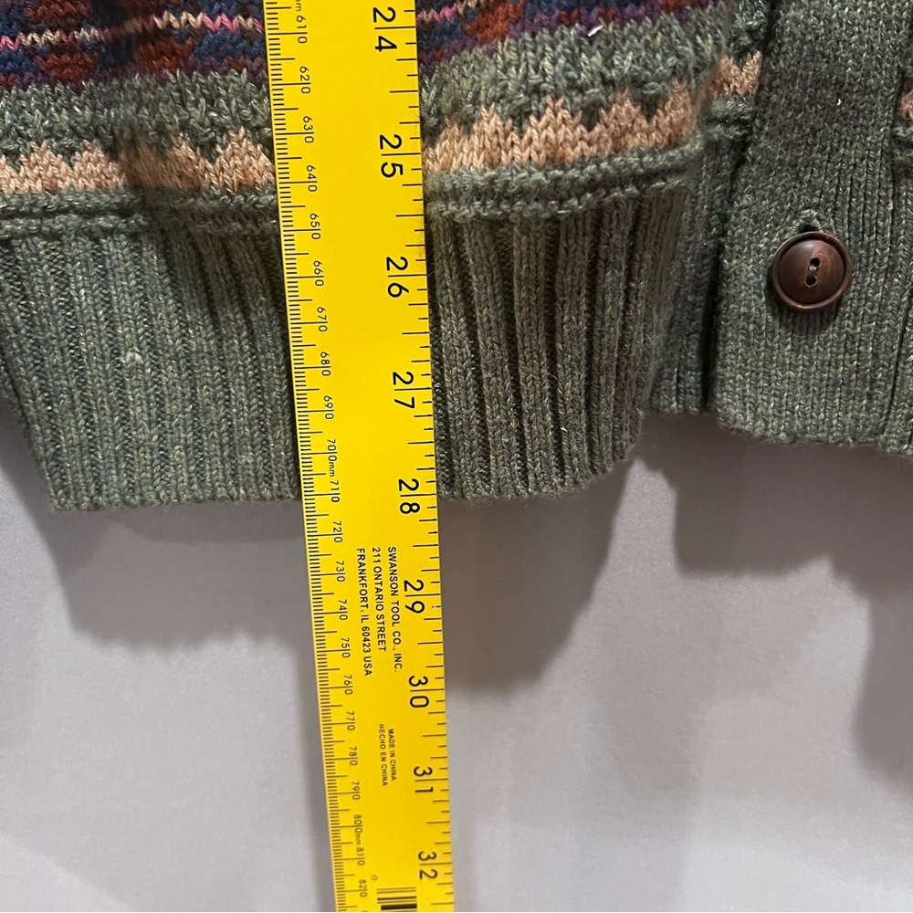 Fair Isle Cotton Blend Cardigan, Men, Size L - Picture 11 of 13